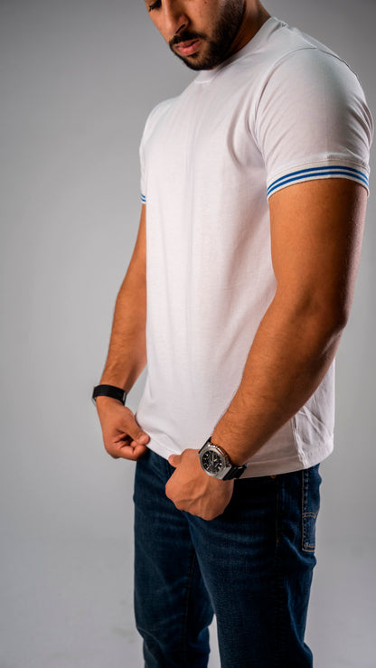 Contrast Tee — White / Blue