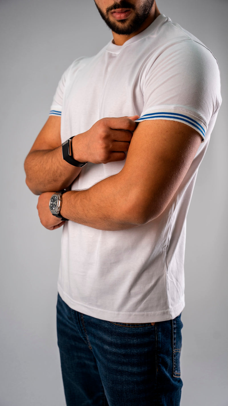 Contrast Tee — White / Blue