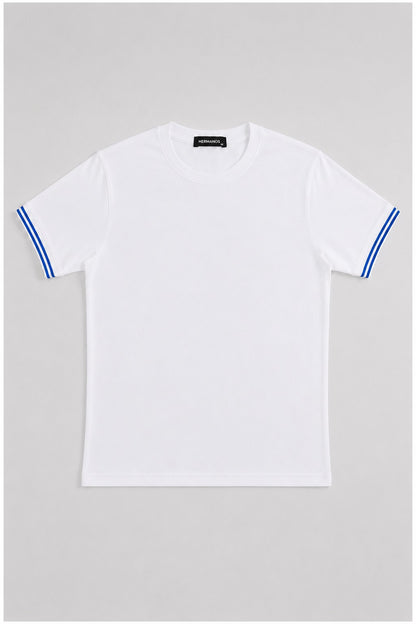Contrast Tee — White / Blue