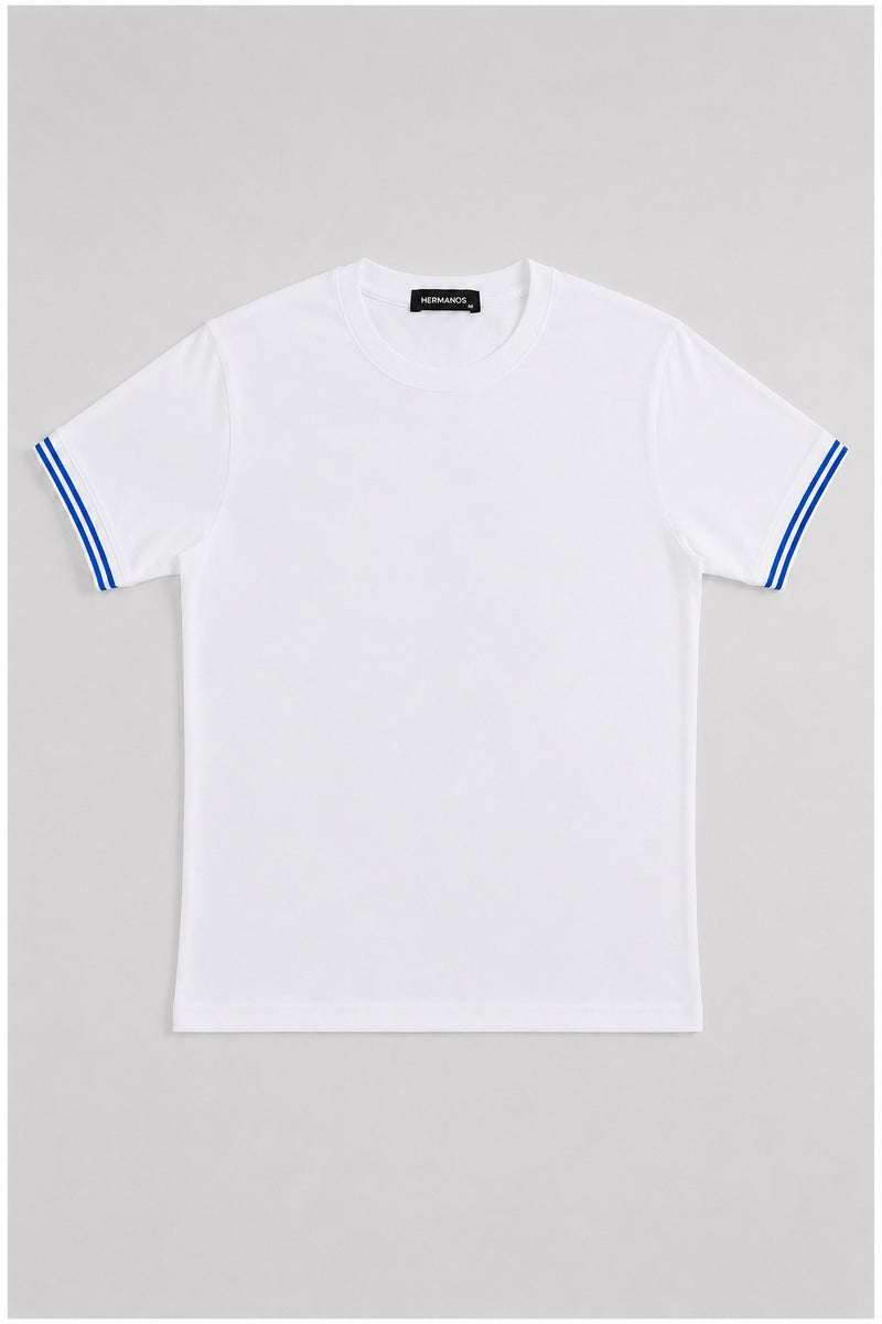 Contrast Tee — White / Blue