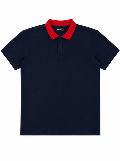 Contrast Polo — Navy/Red