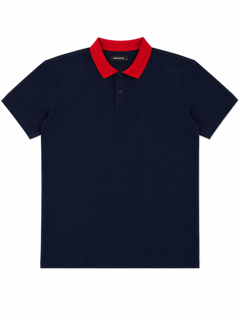 Contrast Polo — Navy/Red
