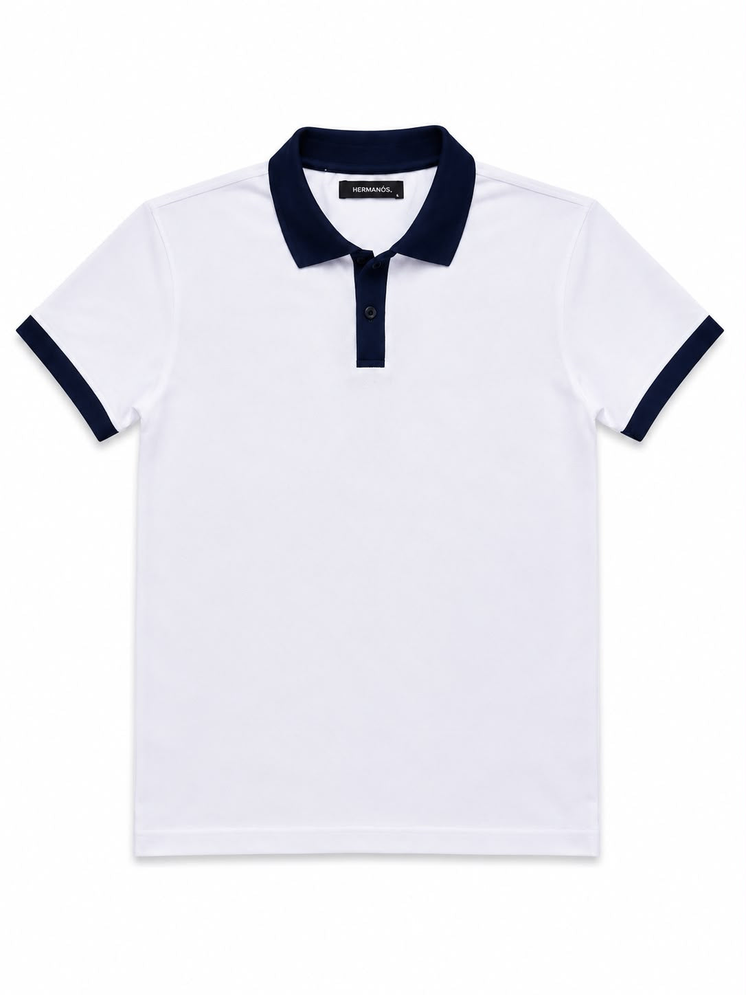 Contrast Polo — White/Navy
