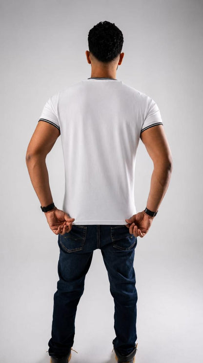 Contrast Trim Tee — White / Black