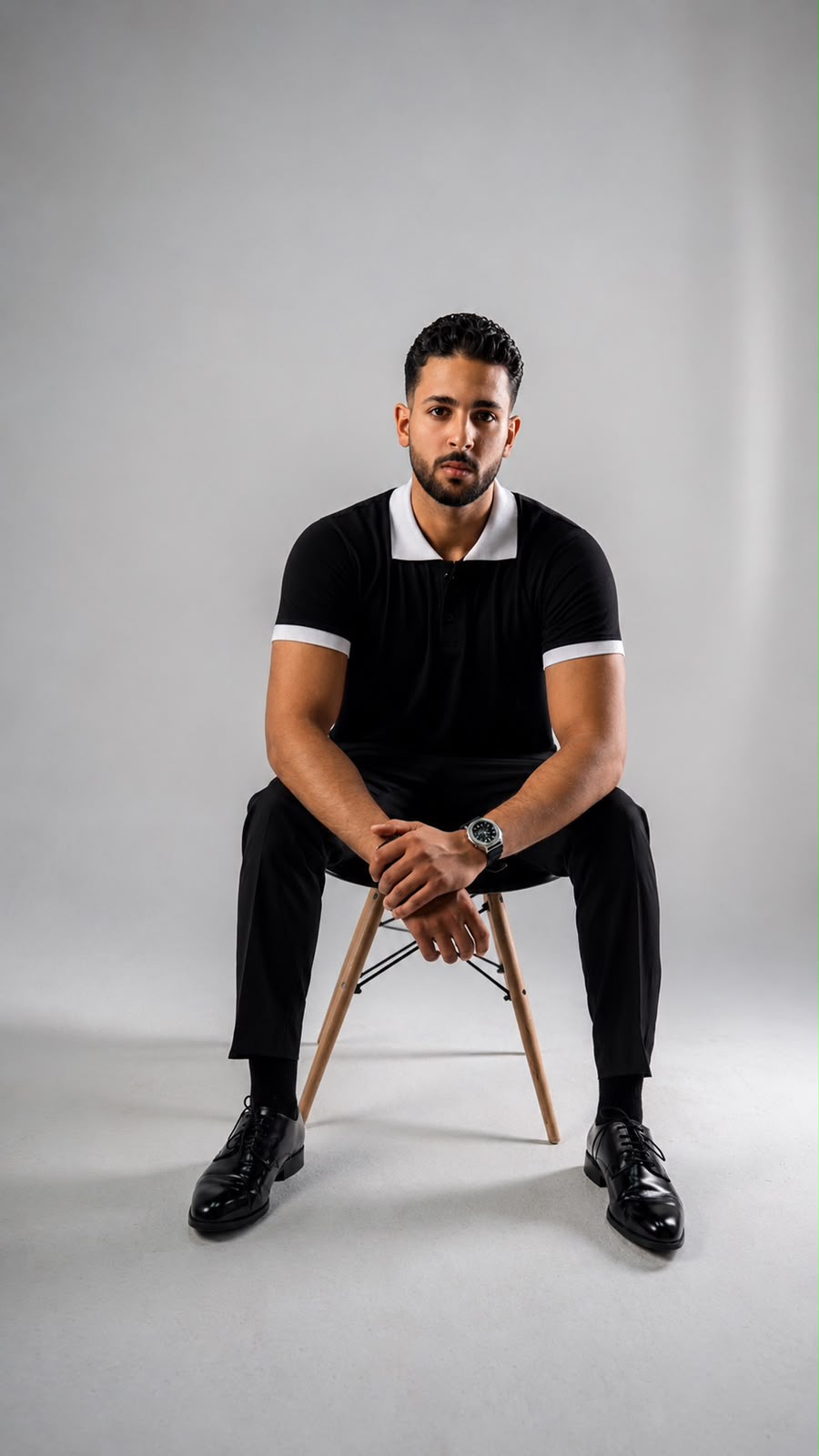 Contrast Polo — Black/White
