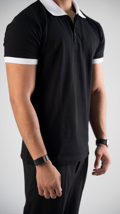 Contrast Polo — Black/White