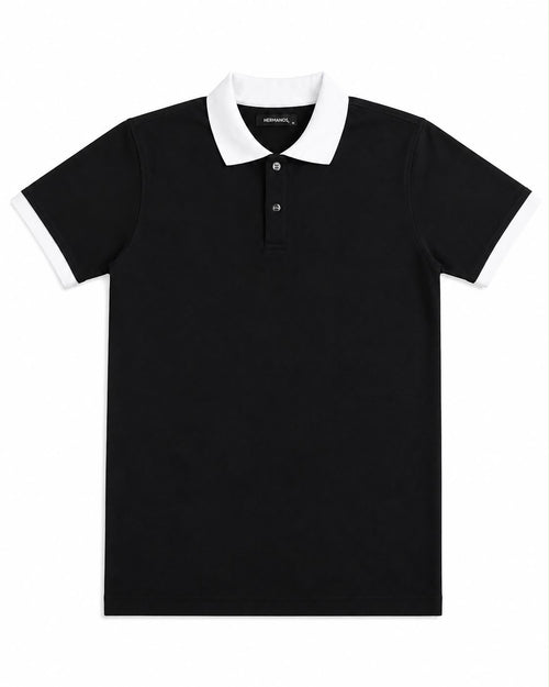 Contrast Polo — Black/White