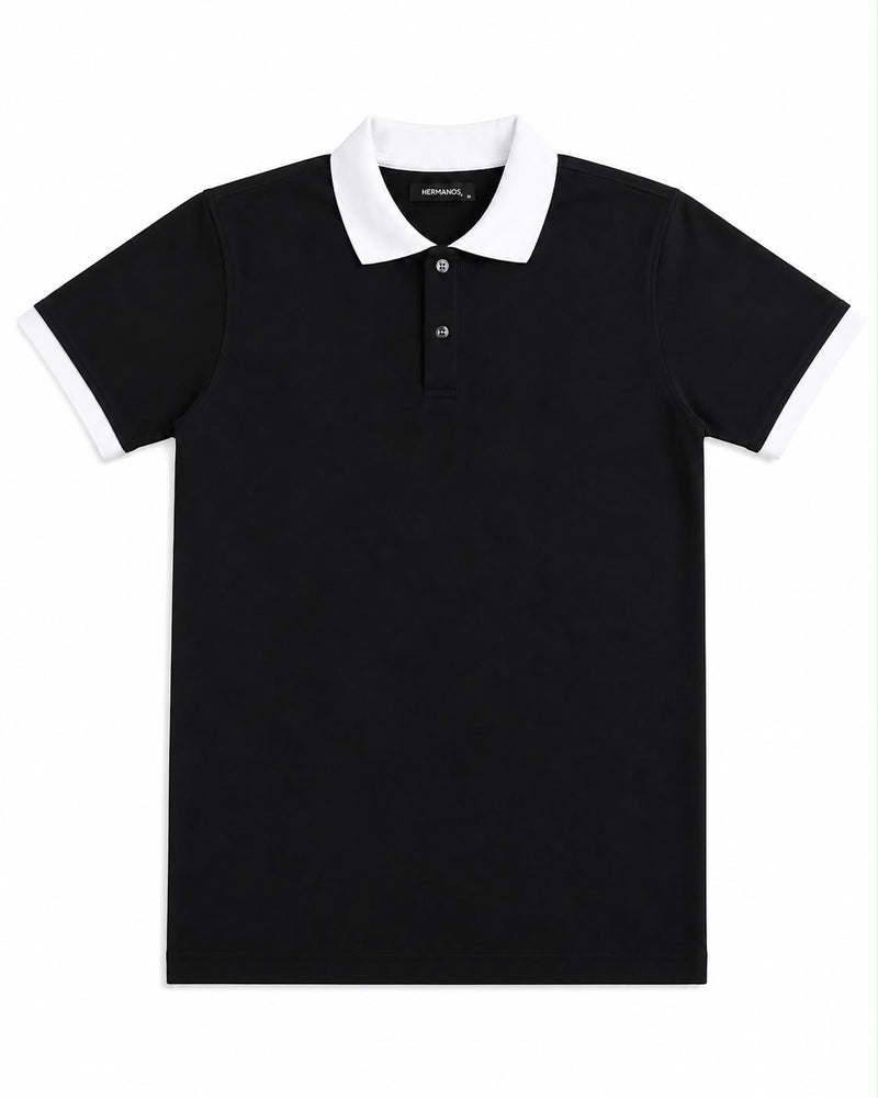 Contrast Polo — Black/White