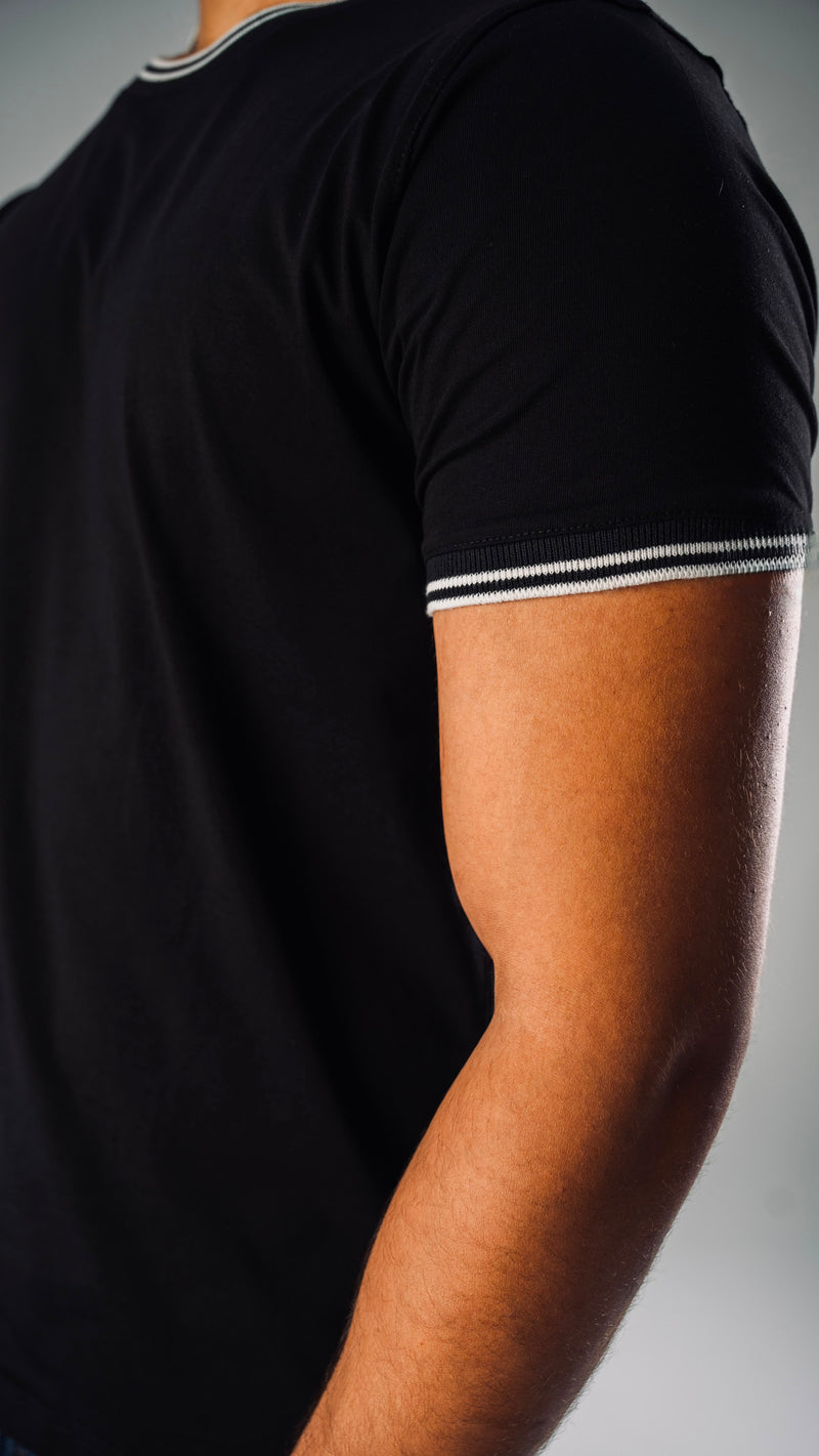 Contrast Trim Tee — Black / White