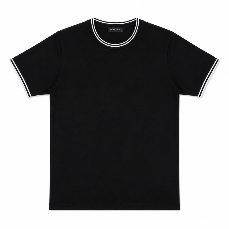 Contrast Trim Tee — Black / White