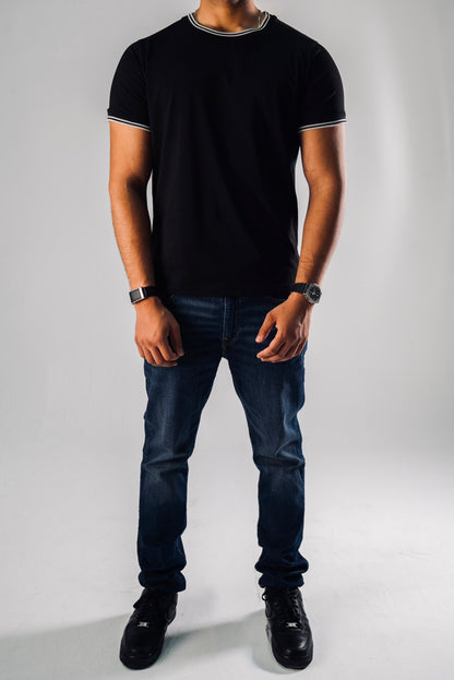 Contrast Trim Tee — Black / White