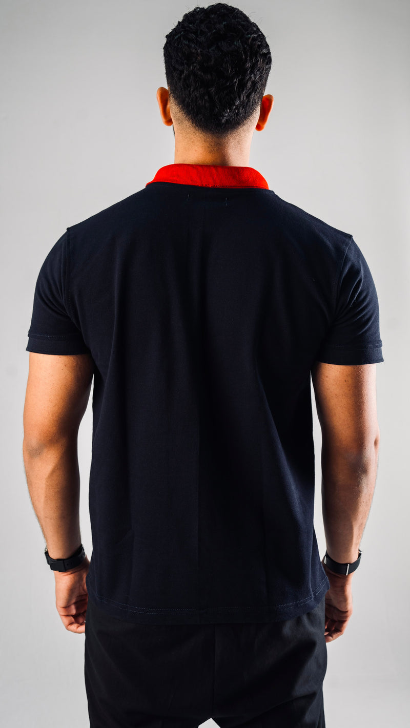 Contrast Polo — Navy/Red