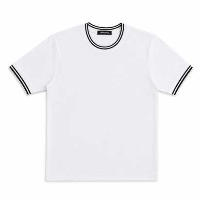 Contrast Trim Tee — White / Black
